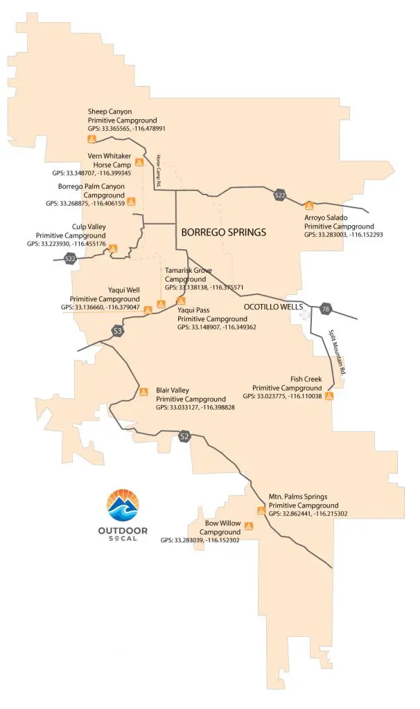 Anza Borrego Campgrounds Map